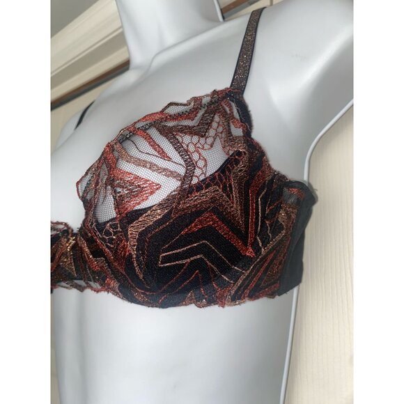 Savage Fenty by Rihanna Womens Embroidered Triangle Lace Bra With Adjustable Str - Picture 3 of 4